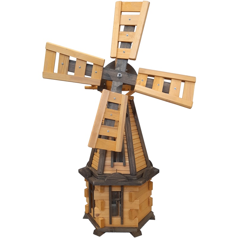 Moulin à vent de jardin en bois, rotatif, décoratif 170 cm