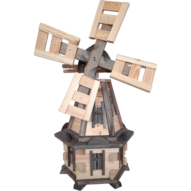 Moulin à vent de jardin en bois, rotatif, décoratif 170 cm