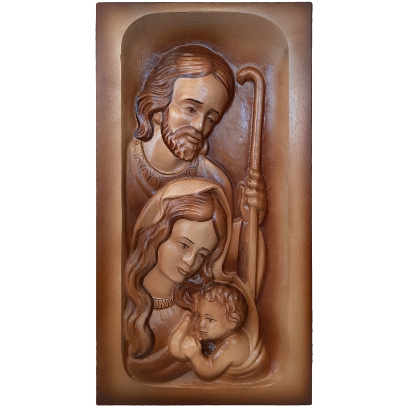 Tableau en bois de la Sainte Famille 75 x 35 cm
