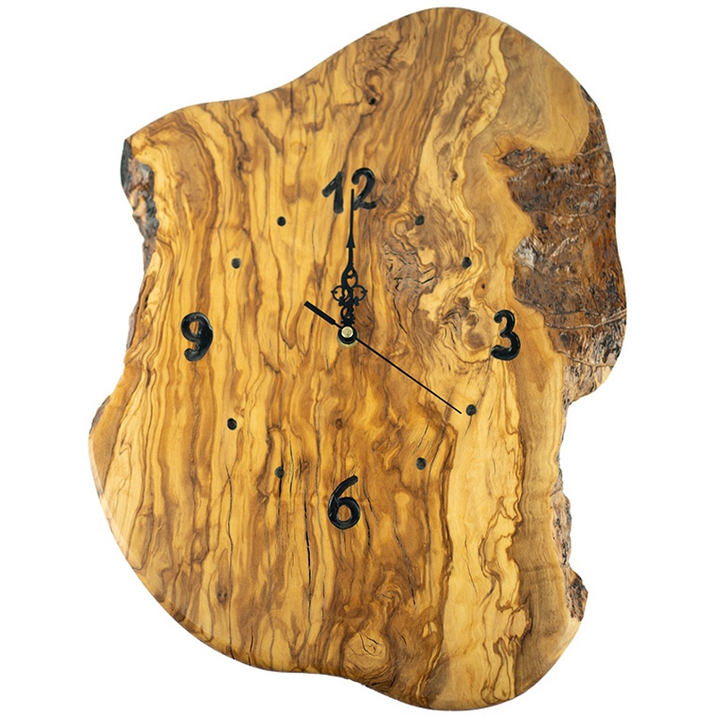 Horloge murale en bois d'olivier