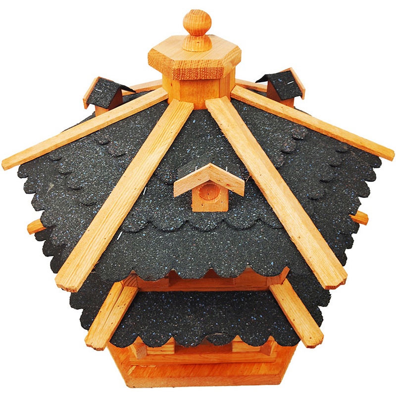 Mangeoire à oiseaux en bois avec récipient à nourriture
