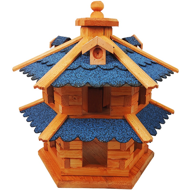 Mangeoire à oiseaux en bois avec récipient à nourriture