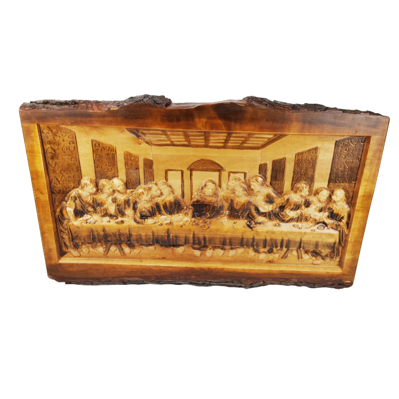 Peinture sur bois La Cène 90 x 55 cm