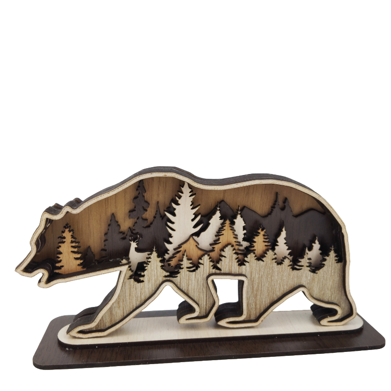 Décoration en bois « Ours dans la forêt » plus petite