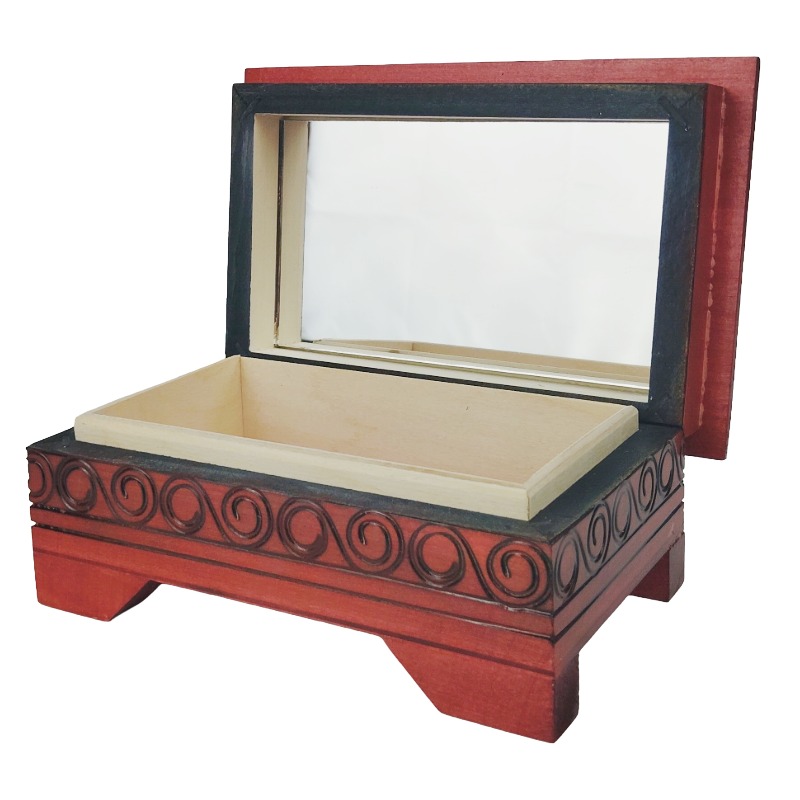 Coffret à bijoux en bois rouge