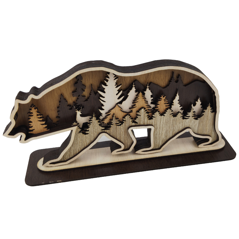 Décoration en bois « Ours dans la forêt » plus grande
