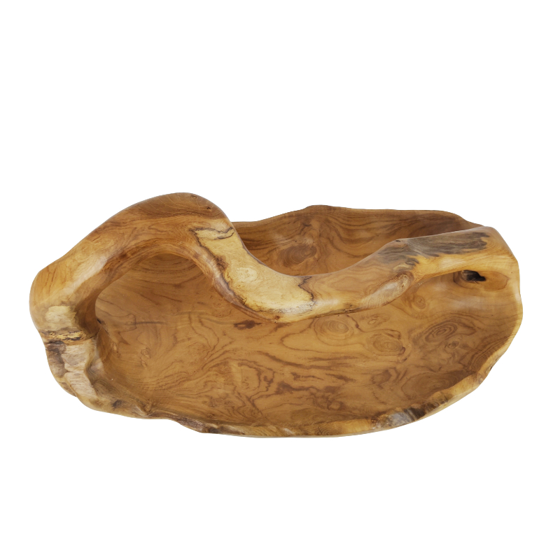 Bol en bois sculpté à la main avec poignée naturelle