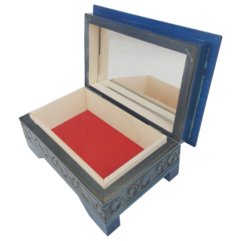 Coffret à bijoux en bois bleu