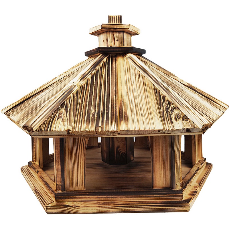 Mangeoire à oiseaux en bois avec récipient à nourriture 60 cm