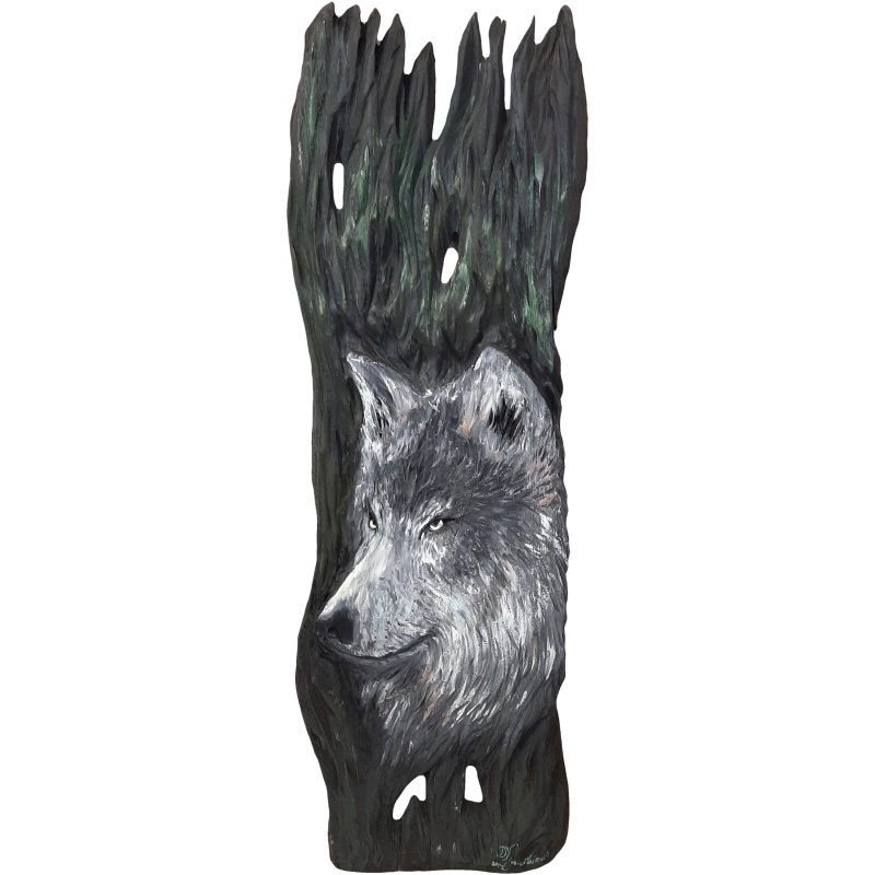 Tableau en bois Loup