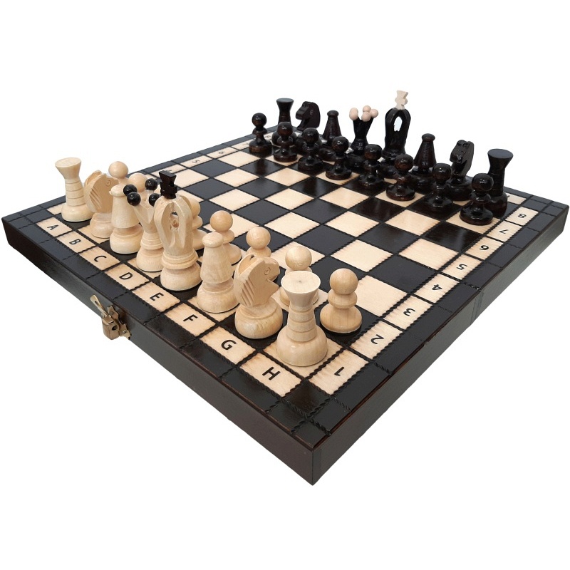 Échecs en bois 28,5 x 28,5 cm