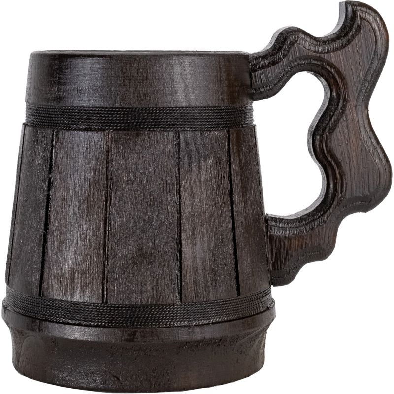 Tasse en bois foncé faite à la main 0,3 L avec intérieur en acier inoxydable