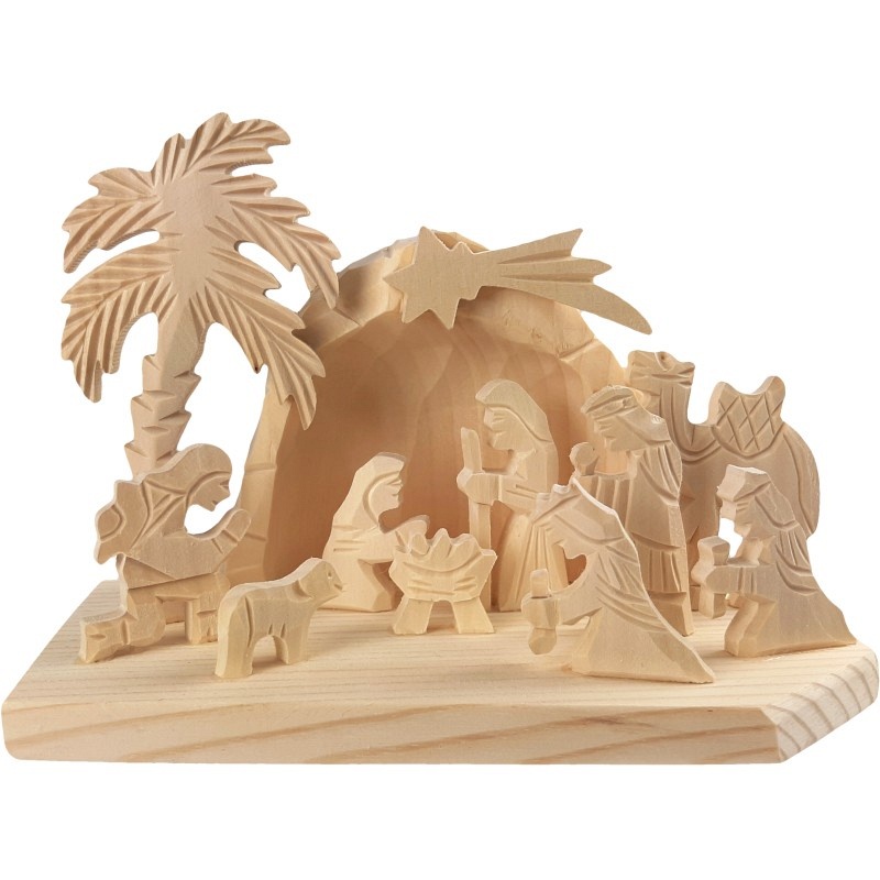 Crèche en bois sculptée à la main