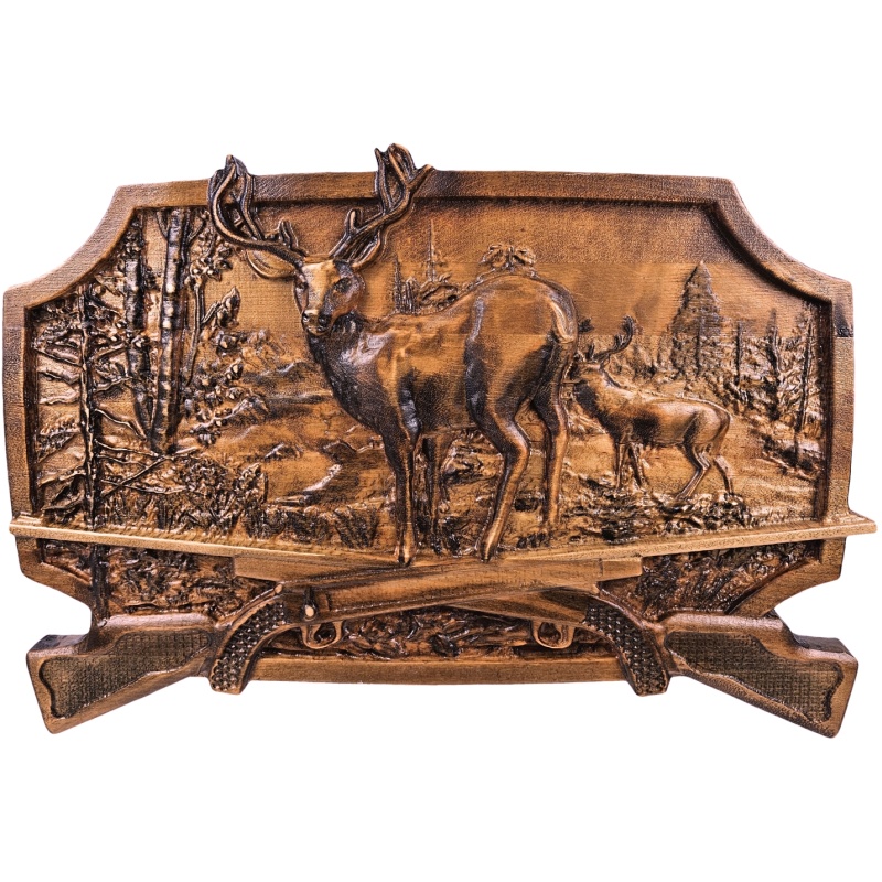 Image en bois d'un troupeau de cerfs