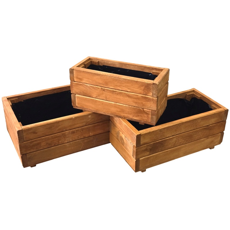 Ensemble de pots de fleurs en bois (3 pièces)