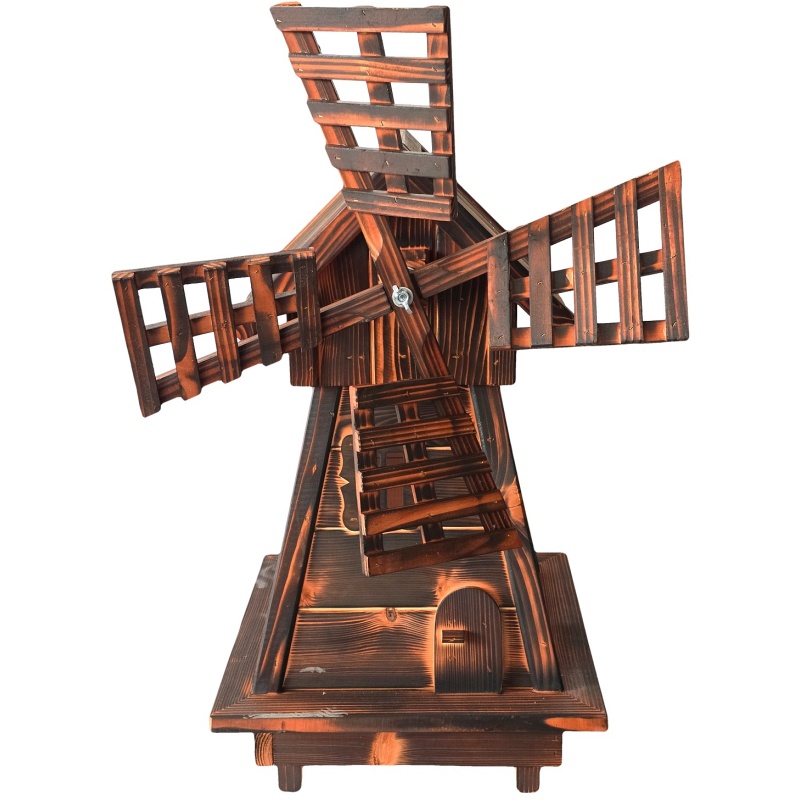 Moulin à vent de jardin en bois, rotatif, décoratif, foncé 90 cm