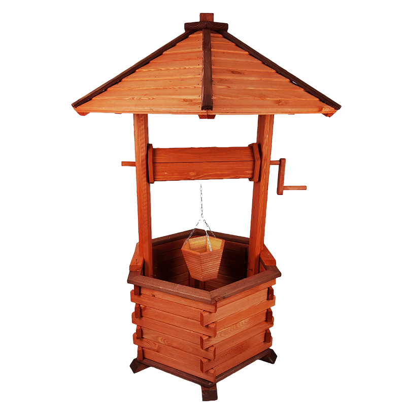 Puits de jardin en bois - décoration 130 cm