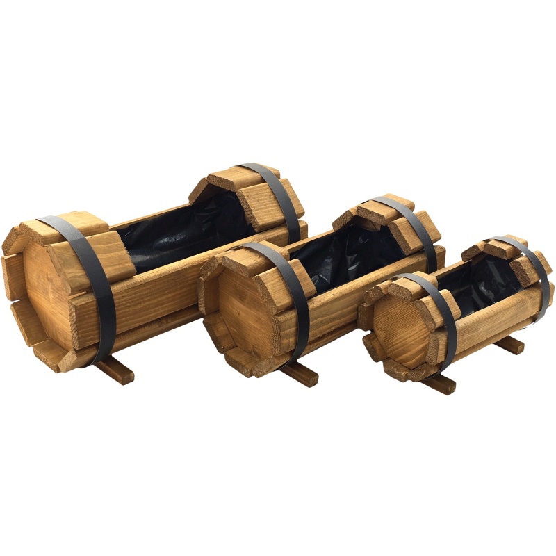 Ensemble de pots de fleurs en bois (3 pièces)