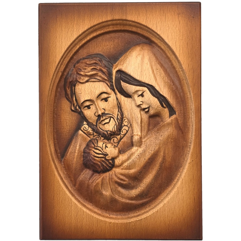 Tableau en bois de la Sainte Famille 19 x 13 cm