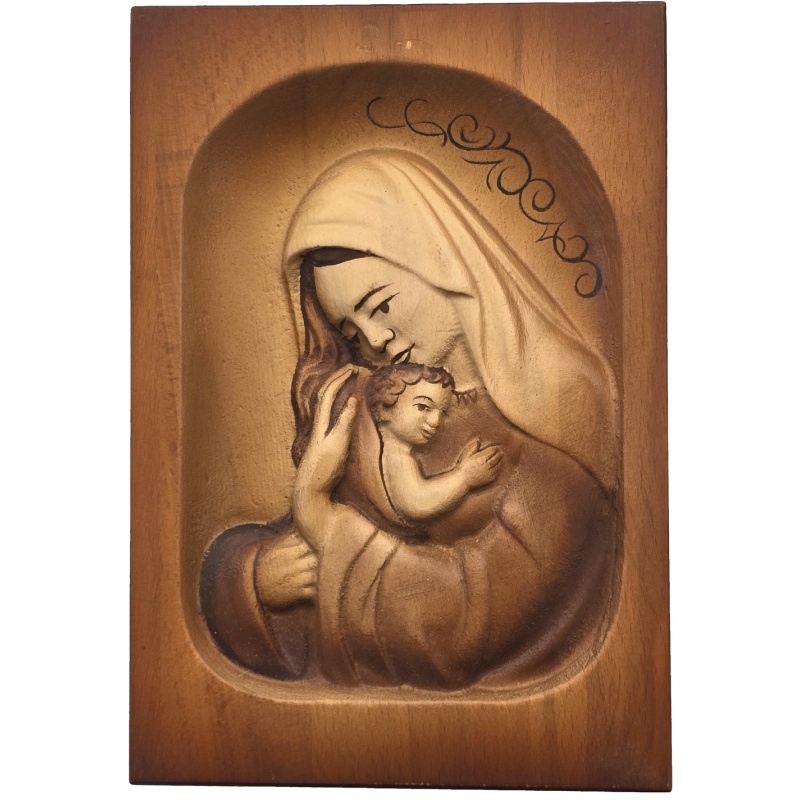 Peinture de la Vierge Marie avec l'Enfant Jésus 19 x 13 cm
