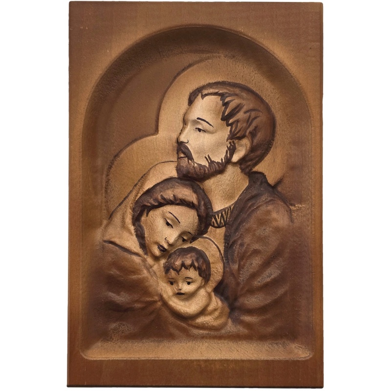 Tableau en bois de la Sainte Famille 19 x 13 cm