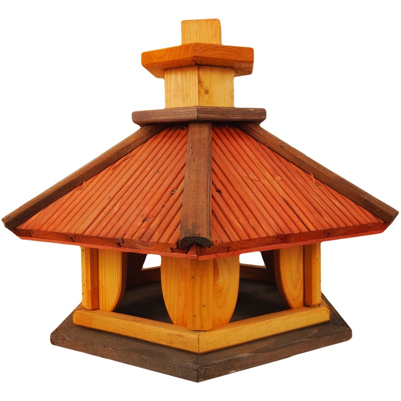 Mangeoire à oiseaux en bois avec récipient à nourriture