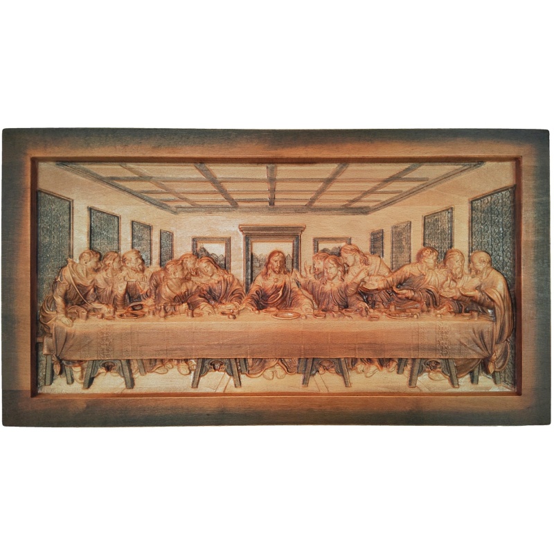 Tableau sur bois La Cène, 72 x 39 cm