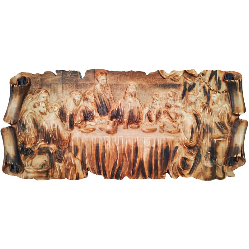 Tableau sur bois La Cène, 80 x 36 cm