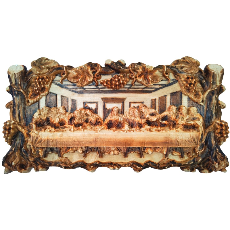 Tableau sur bois La Cène, 70 x 36 cm