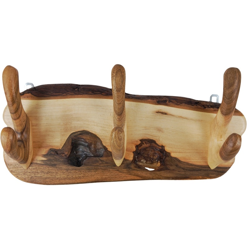 Porte-manteau mural en bois de noyer