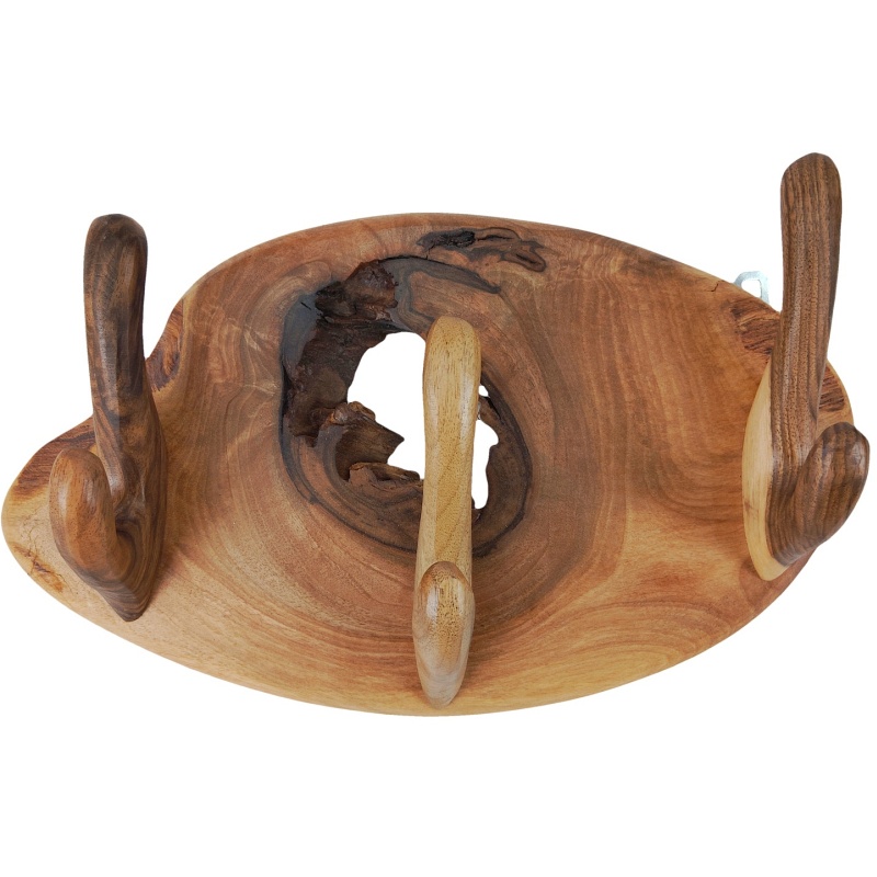 Porte-manteau mural en bois de noyer