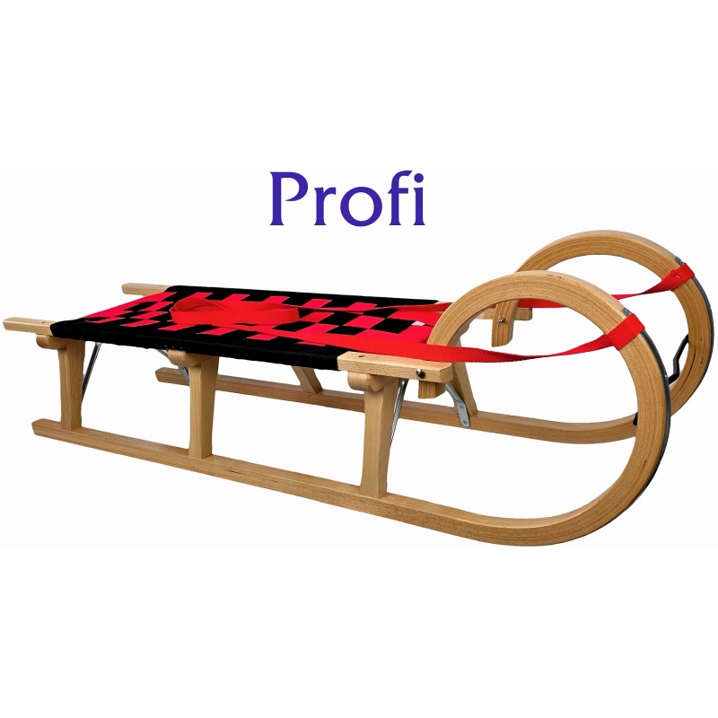 Luge en bois, rouge et noire 35 x 33 x 123 cm