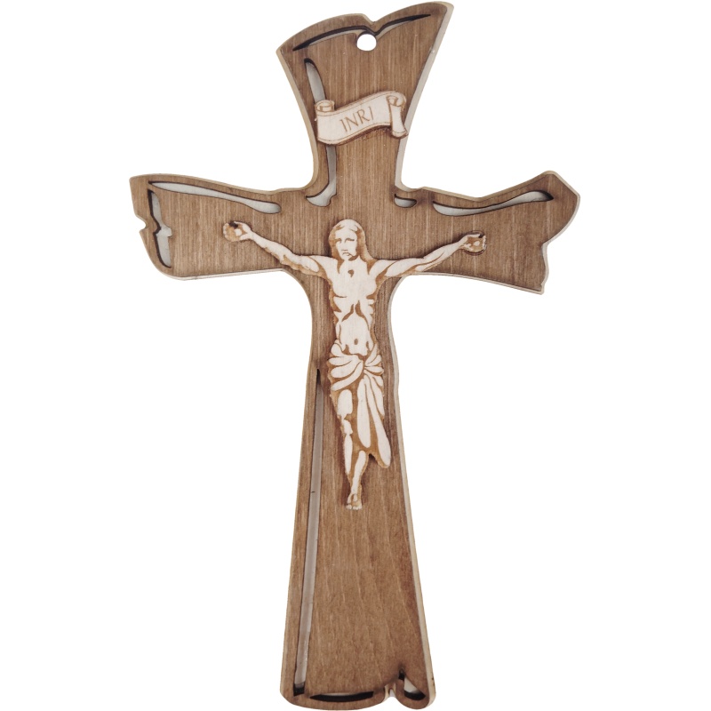 Croix en bois élégante au design minimaliste, 20,5 x 12,5 cm