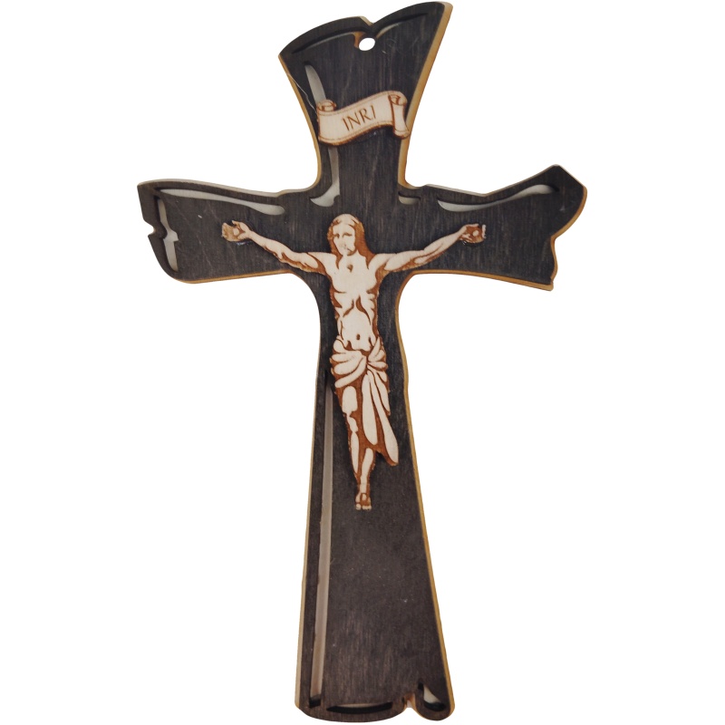 Croix en bois élégante au design minimaliste, 20,5 x 12,5 cm
