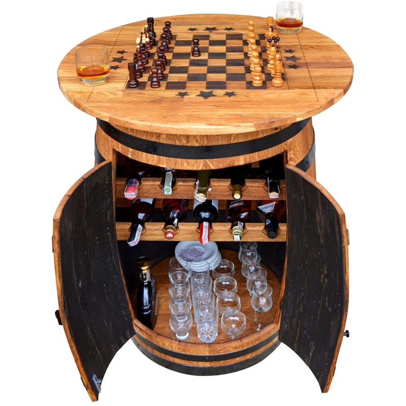 Tonneau - Barik à deux portes, table avec comptoir gravé