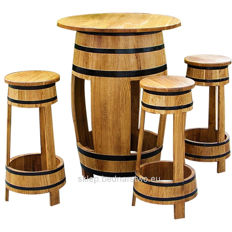 Table tonneau + 4 chaises Hoker