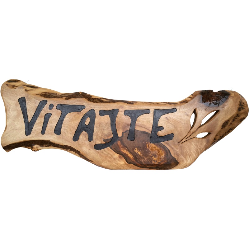 Panneau en bois "Bienvenue" fait main modèle A