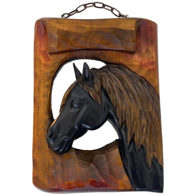 Tableau tête de cheval à suspendre avec chaîne