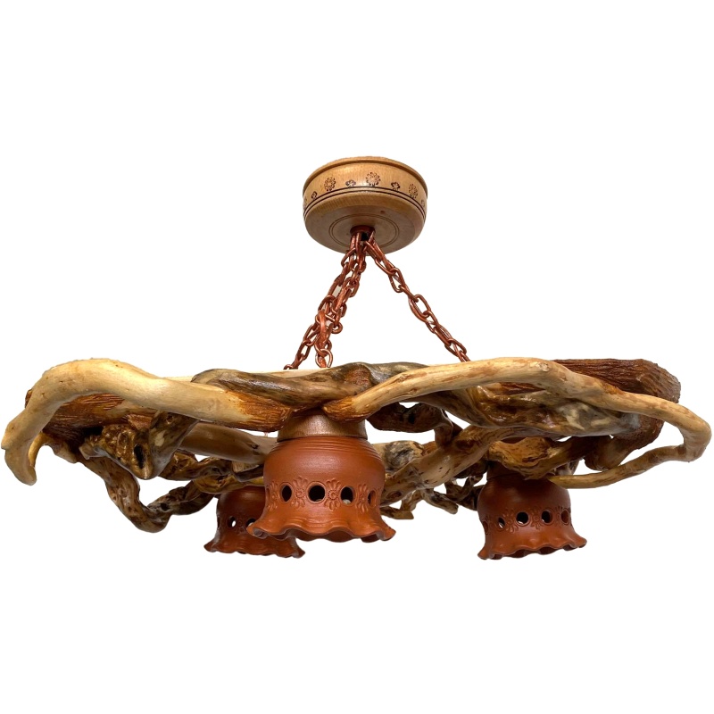 Lampe à trois points en bois