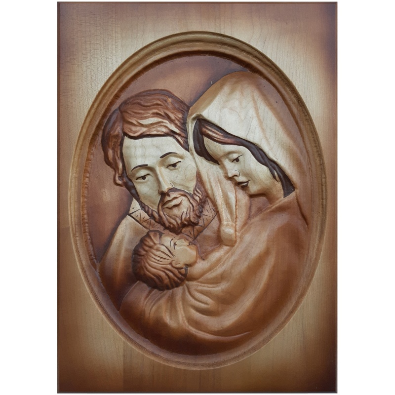 Image sculptée de la Sainte Famille 25 x 35 cm