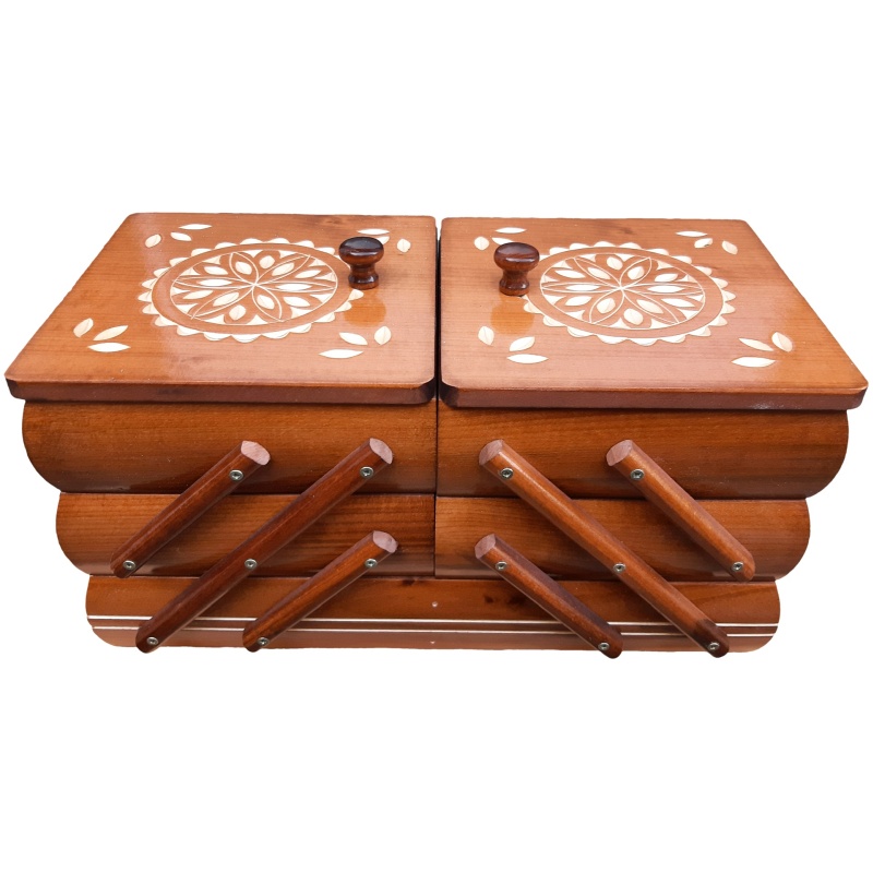 Coffret à bijoux en bois, pliable, 34x16x18 cm