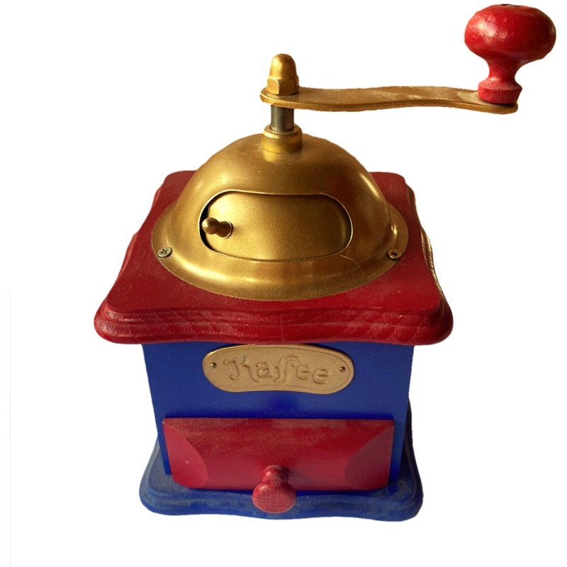 Moulin à café en bois rouge-bleu