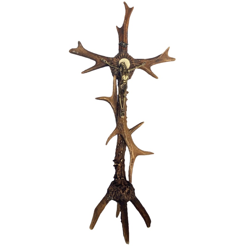 Croix en bois de cerf avec support