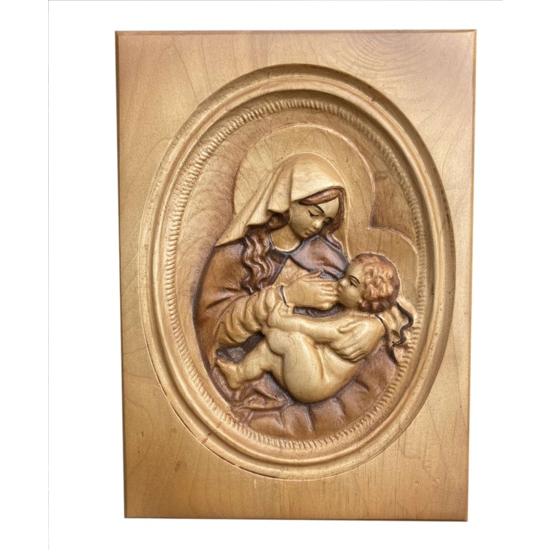 Peinture de la Vierge Marie avec l'Enfant Jésus, 18 x 25 cm
