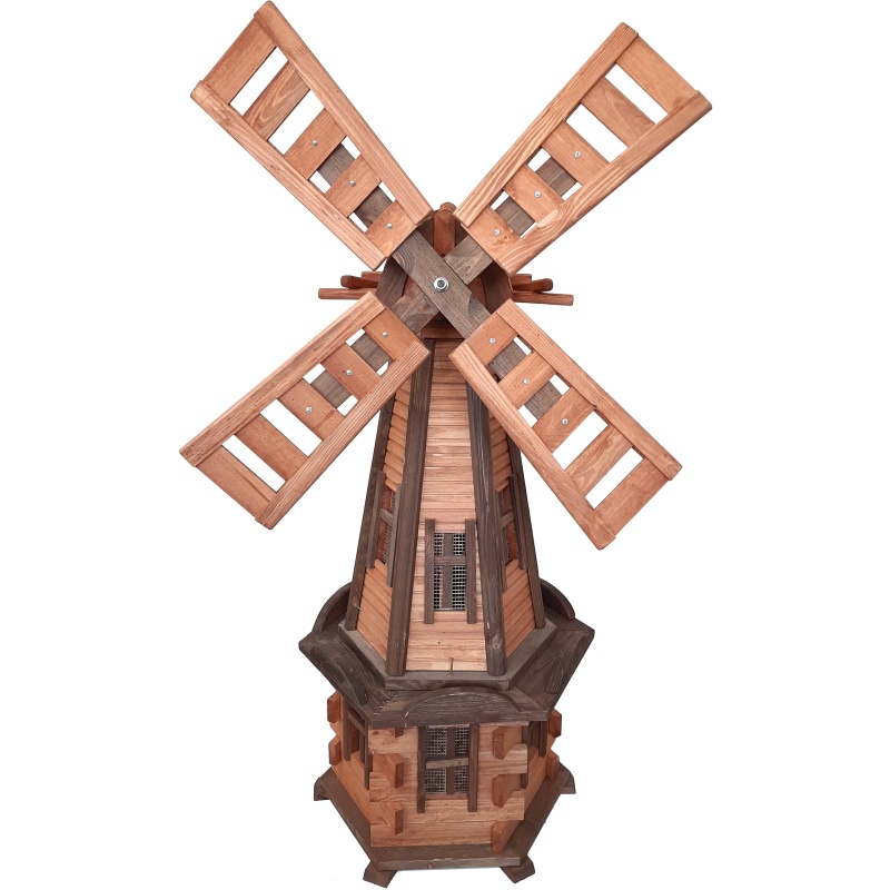 Moulin à vent de jardin en bois, rotatif, décoratif 140 cm