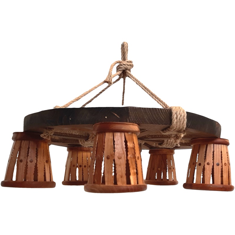 Lampe en bois à cinq branches