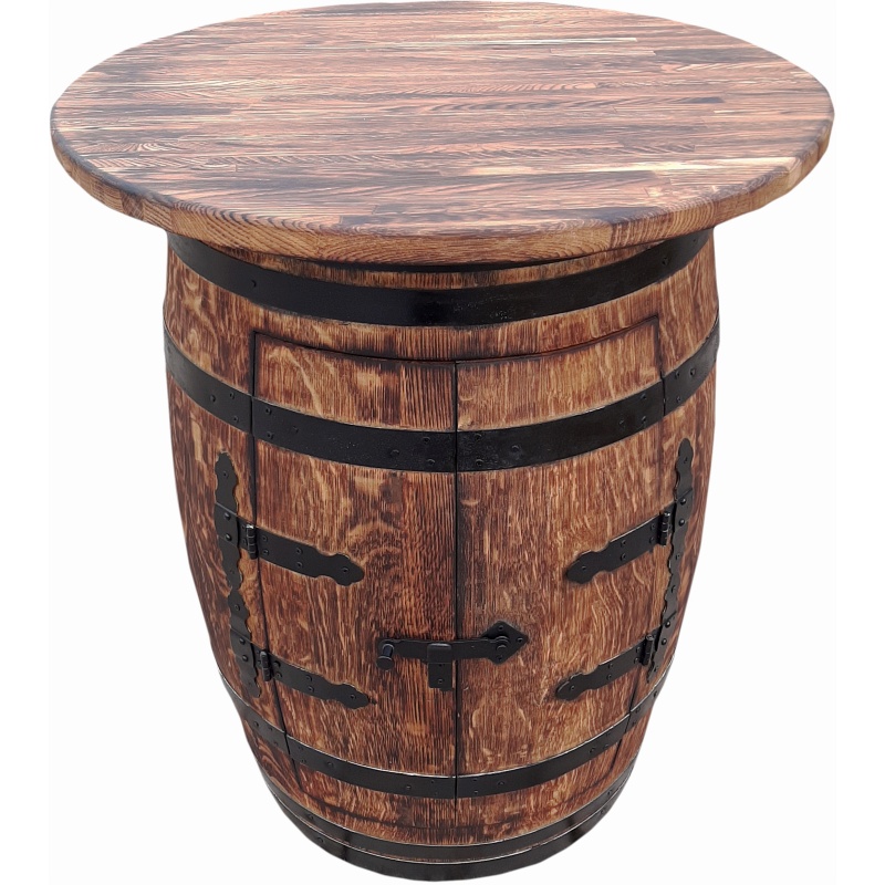 Tonneau - Barik avec deux portes, table avec comptoir, foncé