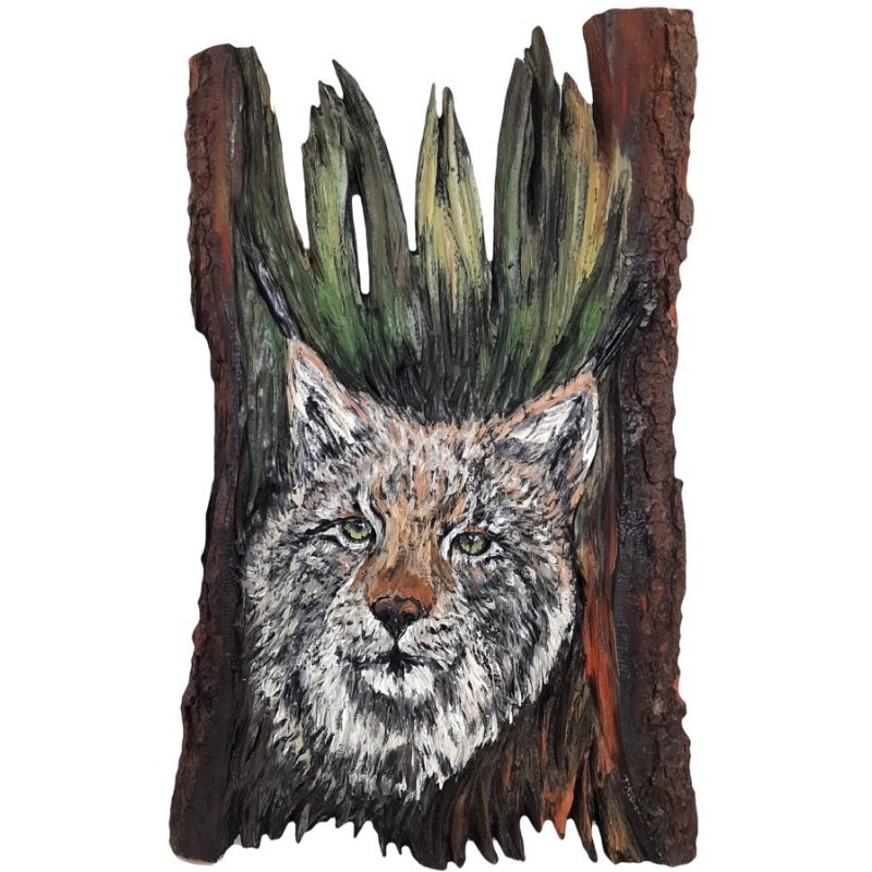 Peinture sur bois Lynx