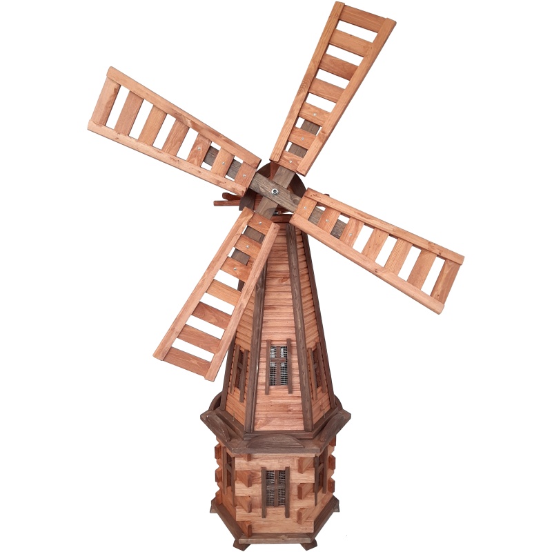 Moulin à vent de jardin en bois, rotatif, décoratif 170 cm