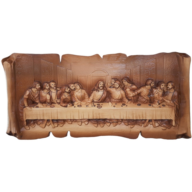 Tableau sur bois La Cène, 35 x 73 cm
